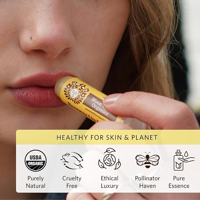 Moon Valley Organics Beeswax Lip Balm for Moisturizing Lips and Cuticles (VELVETY VANILLA, 6-Pack)