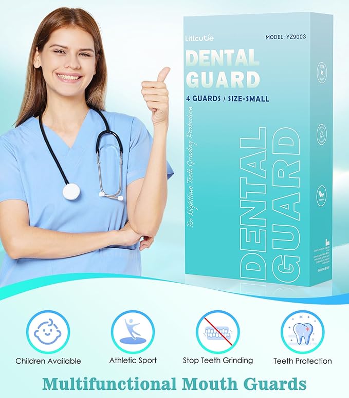 Mouth Guard for Grinding Teeth at Night,Upgraded Safety EVA Material, Night Guards for Teeth Grinding, Small (4 Pack),Transparent