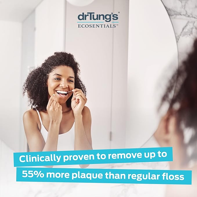 DrTung's Smart Floss - Natural Floss, PTFE & PFAS Free Floss, Gentle on Gums, Expands & Stretches, BPA Free - Cardamom Flavor, Colors Vary (10 Pack)