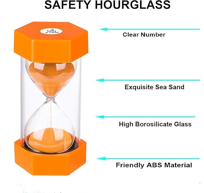SuLiao Sand Timer 10 Minute Hourglass:Plastic Large Orange Sand Clock Watch 10 Min,Reloj De Arena,Colorful Hour Glass Colorful Sandglass Timer for Kids, Games, Classroom, Kitchen, Decoration