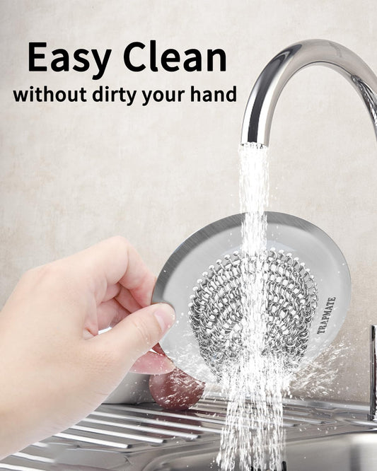 TRAPMATE 2 Pack Bathroom Sink Drain Strainer, 4.4" Fast Drainage Shower Drain Hair Catcher, Anti-Slip Bathtub Drain Hair Catcher, Stainless Steel Shower Drain Cover for Tub, Sink (Patented Product)