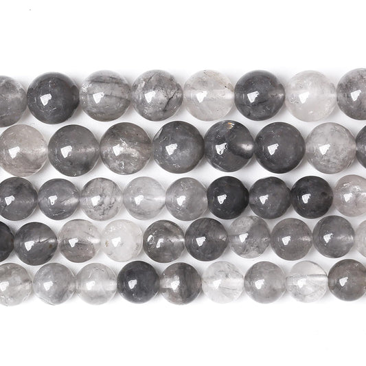 45pcs 8mm Natural Grey Cloud Crystal Stone Beads for Jewelry Making Energy Healing Power Stone Beads DIY Bracelet Necklace Accessories 15"(8mm, Grey Cloud Crystal)