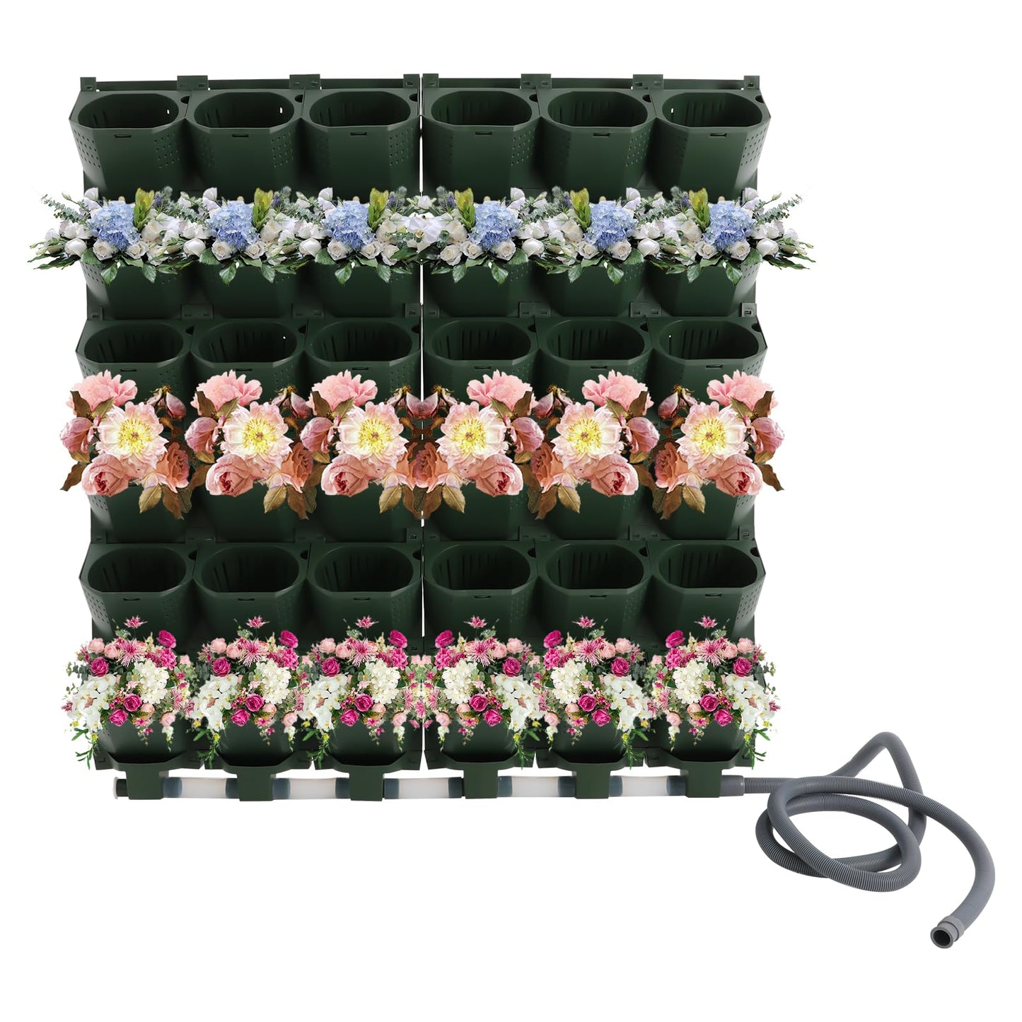 GDAE10 Self Watering Planter Wall Mounted, 36 Pockets Automatic Drip Irrigation System with Timer,Vertical Garden Flower Pot for Balcony,Garden,Home,9.84ft Hose