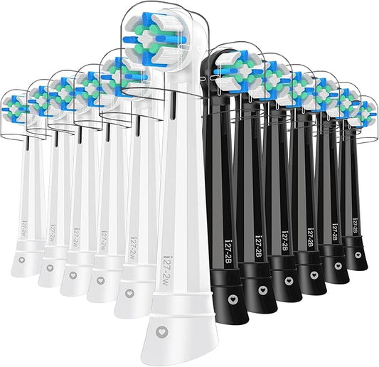 12 Pack IO Replacement Heads Compatible with Oral B IO 2/3/4/5/6/7/8/9/10/Deep Clean Series Electric Toothbrushes, Brush Heads Compatible with Oral B iO (Black/White)