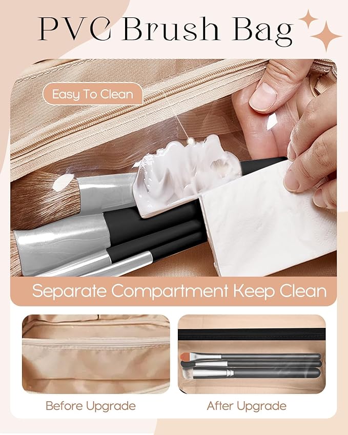 Bistup Makeup Bag Travel Cosmetic Bag Toiletry Make Up Bags Cute Women Large Capacity Big Medium Leather Sunflower Aesthetic Portable Teen Girl Teenage Foldable Expandable Compact Open Flat Zip