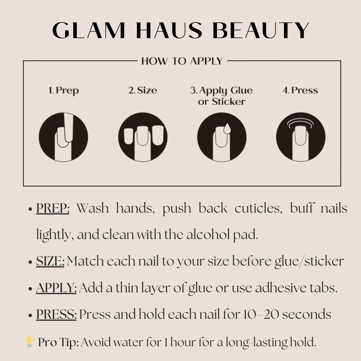 Glam Haus Beauty Press On Nails Cloud 9 | Short Oval Off-White Glossy Finish Salon Quality | 16 Sizes - 32 Nail Kit with Glue & Adhesive Tabs