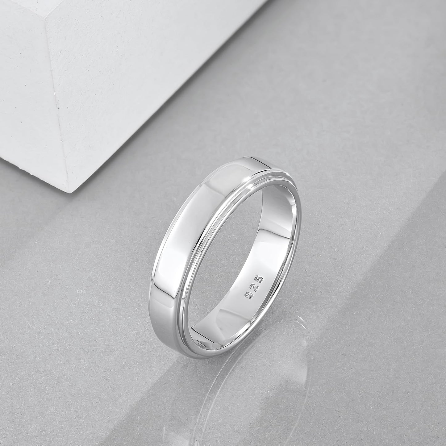 STARCHENIE 5mm Wedding Band Ring, 925 Sterling Silver Comfort Fit, Classic Style, Sizes 12