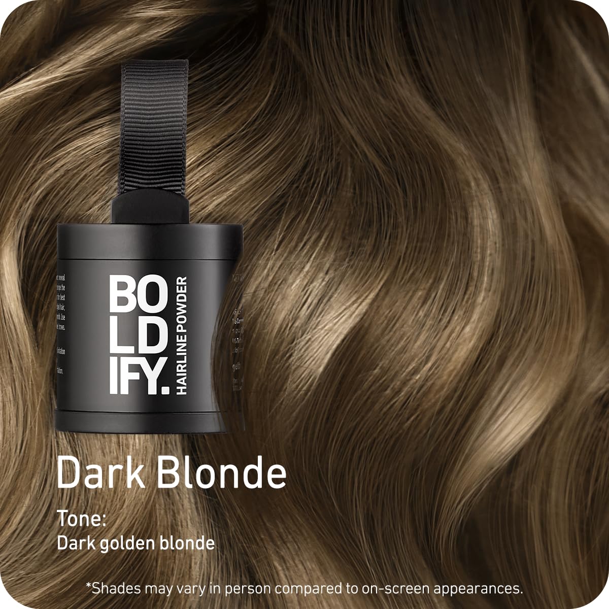 BOLDIFY Hairline Powder (LARGE, 10g) - Root Touch Up Hair Color for Gray Coverage - Bald Spot Concealing Hair Powder for Women & Men - 48-Hour Stain-Proof - Dark Blonde