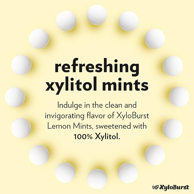 XyloBurst - Xylitol Mints | Sugar Free Breath Freshener for Oral Health | Gluten Free, Vegan, Keto Friendly | Aspartame Free | Lemon | 275 Count (Pack of 2)