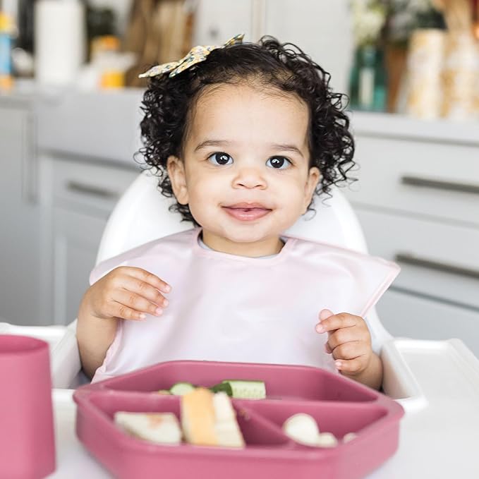Tiny Twinkle Mess-Proof Baby Bibs for Eating | Waterproof, Wipeable Toddler Bibs with Catch-All Pocket | Feeding Bibs for Girls & Boys(3 Pack,Unicorn Set)