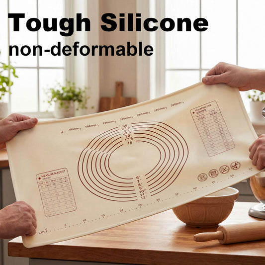 Vojriky 31"L x 24"W Silicone Baking Mat with Raised Edge – Perfect for Pastries, Bread, Cookies, Pizza, Fondant and Pasta