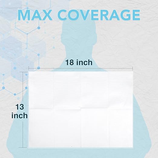 320 Pack Disposable Dental Bibs 13"x18", 3-Ply Waterproof Tattoo Bibs Sheet for Nail Salon, Dental Clinic, Feeding, Tattoo Shop (White)