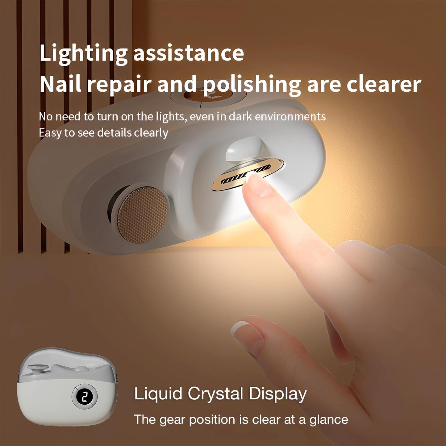 3-in-1 Automatic Electric Nail Clippers with Display, LED Light & Storage Toenail Clippers, Polishing Smart Electric Nail Trimmer, 3 Speeds Nail Cutter for Seniors, Men, Adults White