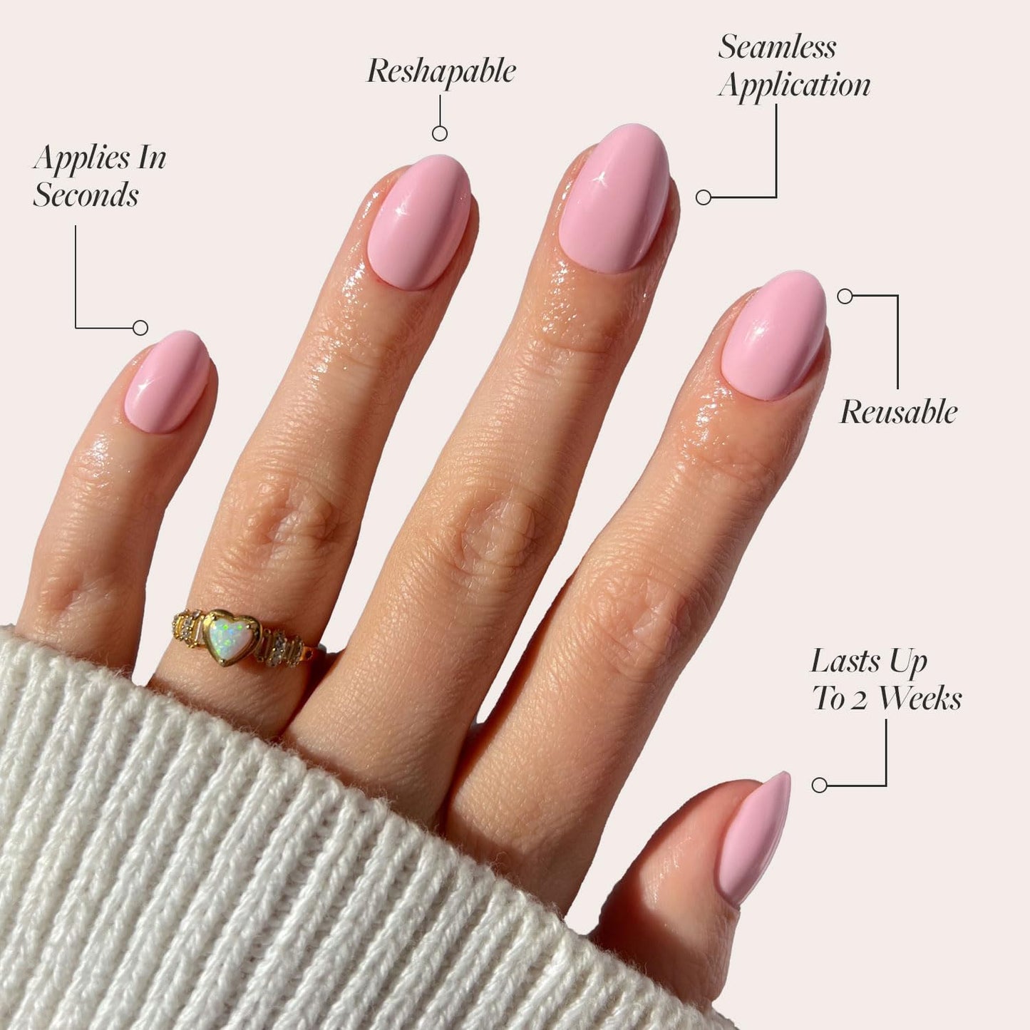 Glamnetic Press-On Nails Bundle - La Perle & Think Pink | Squoval White Nails with French Tips | Light Pastel Pink Short Oval Fake Nails | Reusable, Salon-Quality Nail Kits