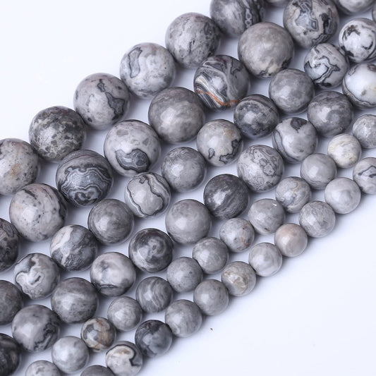 90PCS 4MM Grey map Stone Beads Natural Gemstone Bead Crystal Healing Energy Jewelry Making DIY 16 inches