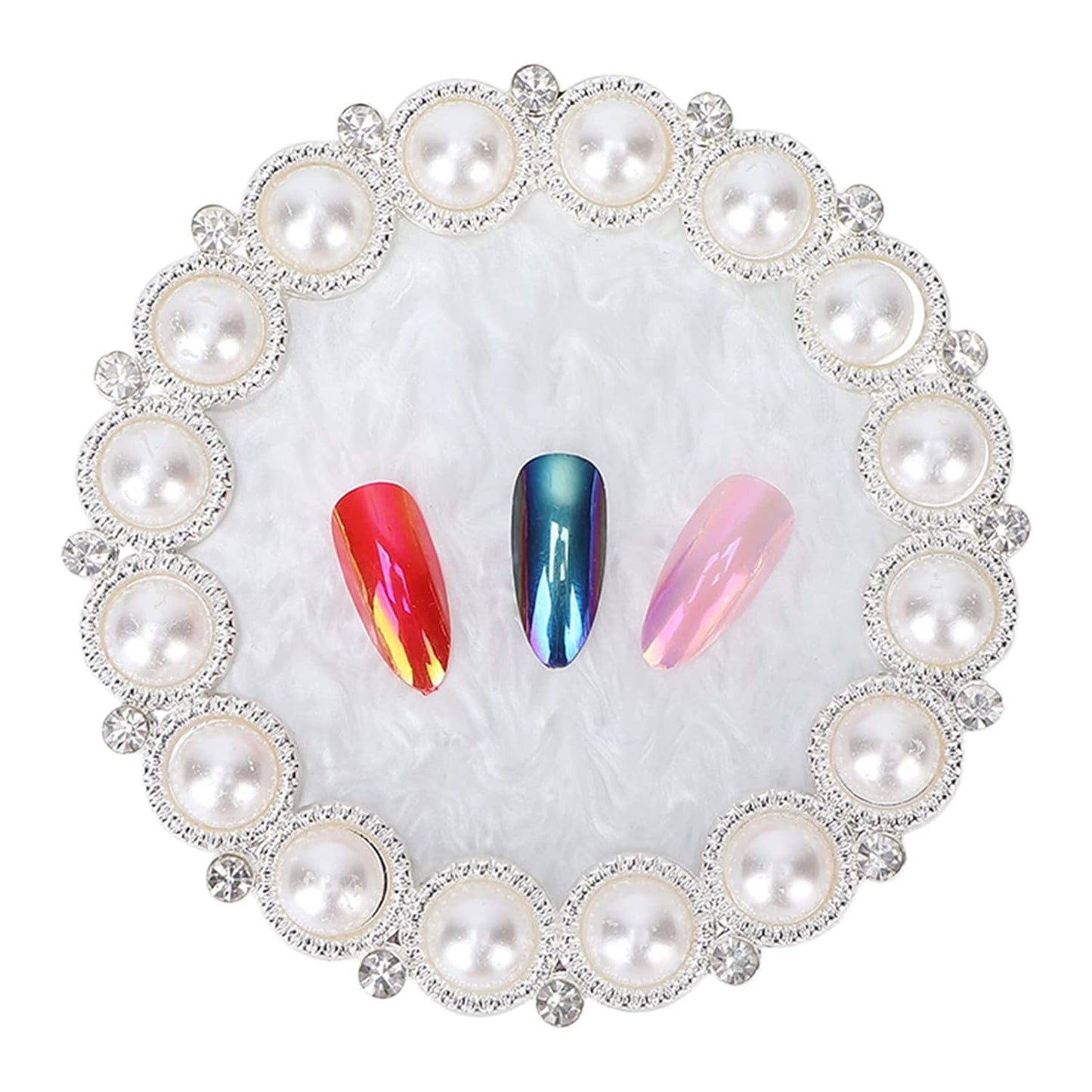 Polish Mix Palette, Resin Nail Art Display Board Cosmetic Nail Mixing Palette Color Mixing Nail Art Tips Display Plate(Silver)