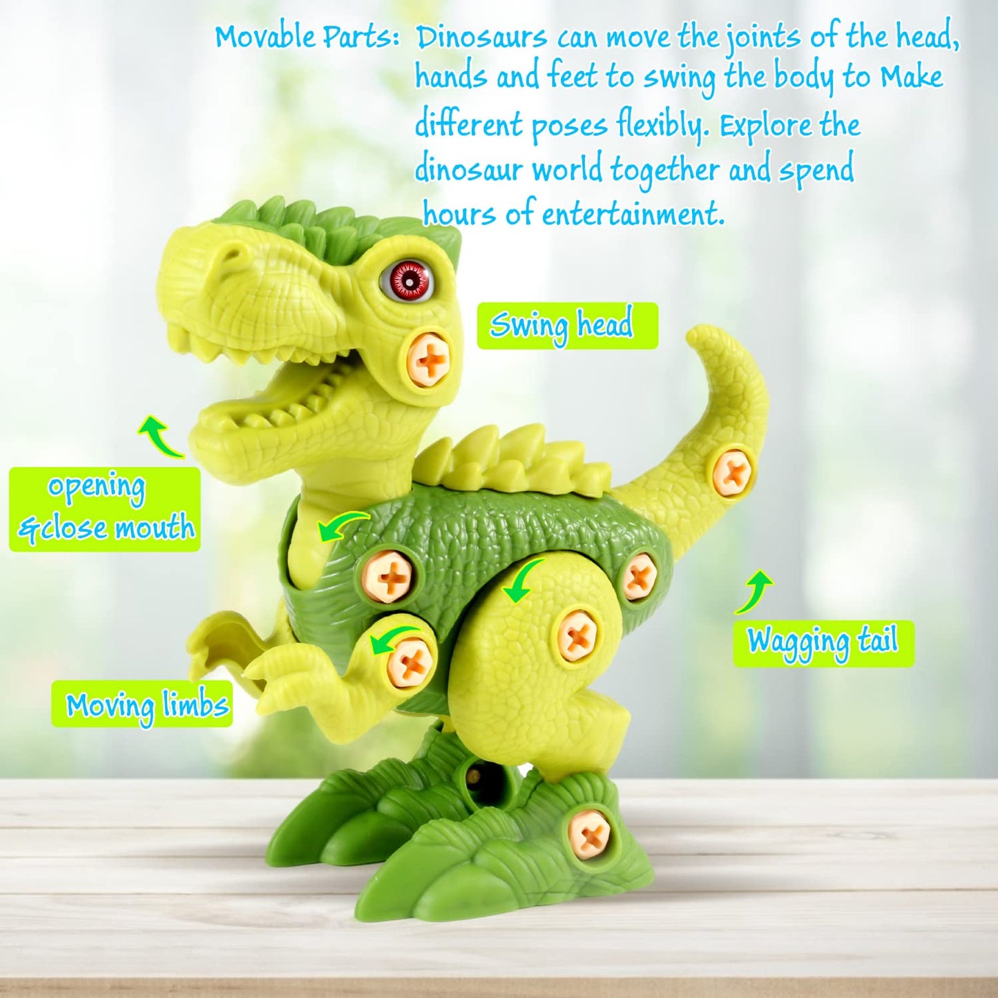 FREE TO FLY Dinosaur Toys for 3 4 5 6 Years Old Girls, Take Apart Dinosaur Learning Toys for Kids 3-5 5-7, STEM Building Construction Set with Electric Drill, Birthday Ideas