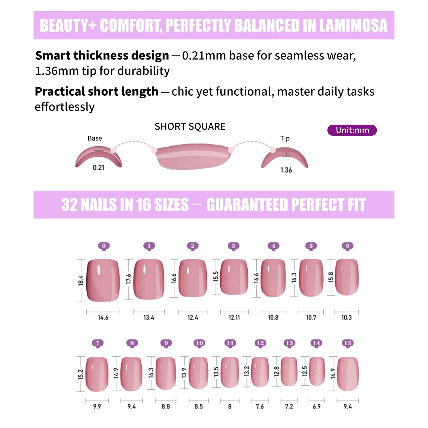 LAMIMOSA 32Pcs Black French Tip Press on Nails Short Square - Soft Gel Fake Nails in 16 Sizes, Reusable Glue on Nails Kit in Glazed Finish, Chrome False Nails, CAVIAR GLAZE
