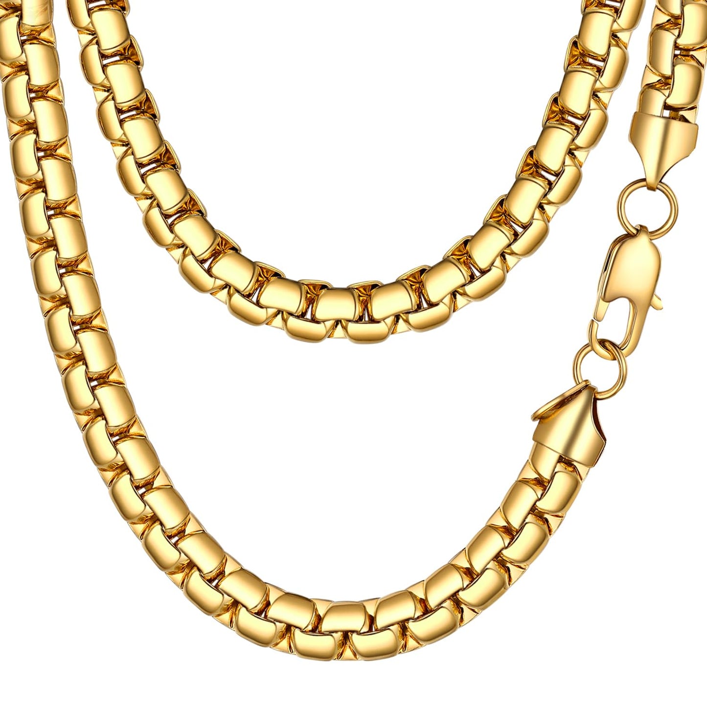 PROSTEEL Chunky Gold Chain 8mm Tarnish-Resistant Women Choker Chunky Flat Box Necklace Hip Pop Mens Jewelry