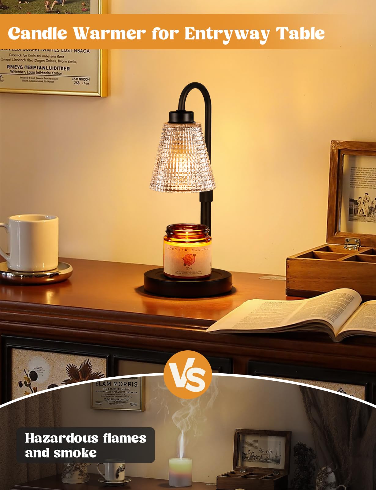 Innqoo Candle Warmer Lamp with Timer, Dimmable Candle Warmer for Jar Candles, Height Adjustable Wax Melts Warmer, Birthday Gifts for Women Mom, House Warming Gifts New Home Decor