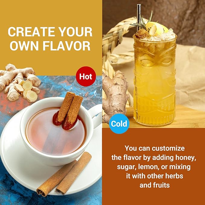 Turmeric Ginger Cinnamon Tea Bags, Turmeric Ginger Herbal Tea, No Sugar, No Caffeine, 80 Teabags