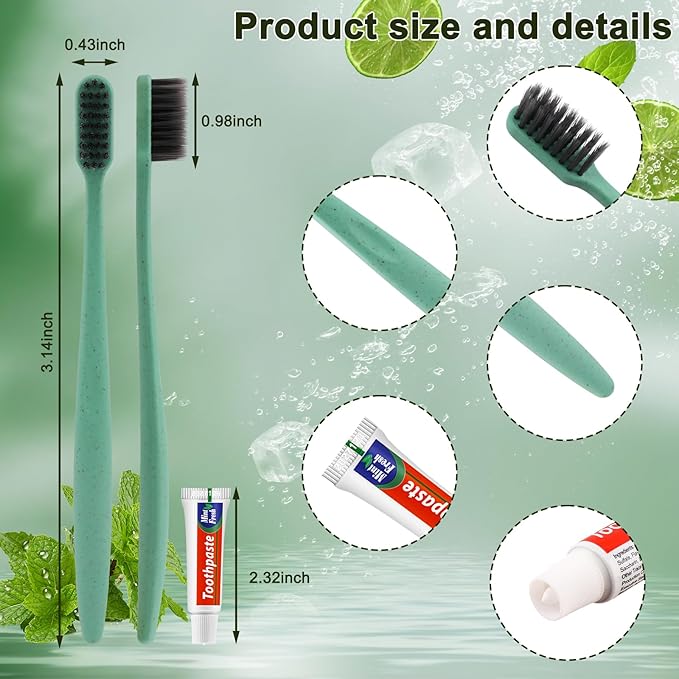 HOFASON Disposable Toothbrushes with Toothpaste 200 Pack, Travel Bulk Toothpaste and Toothbrush Set, Travel Size Tooth Brush Paste, Individually Wrapped Toiletries for Homeless, Nursing Home, Hotel