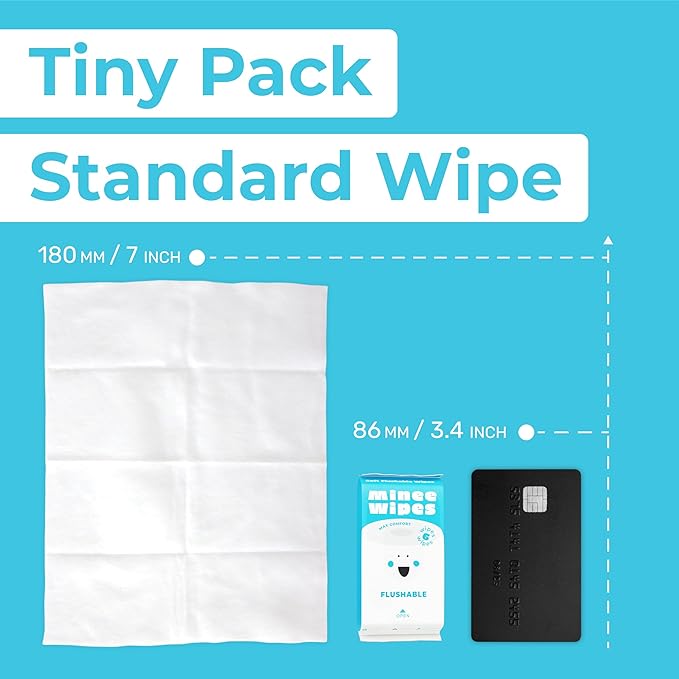 Impossibly Compact Travel Flushable Wipes - 99.5% Water and Aloe - Safe for Sensitive Skin, Hypoallergenic & Unscented - Travel Essentials for Adults, Kids & Baby Care - 24 Pack Total 144 Wipes