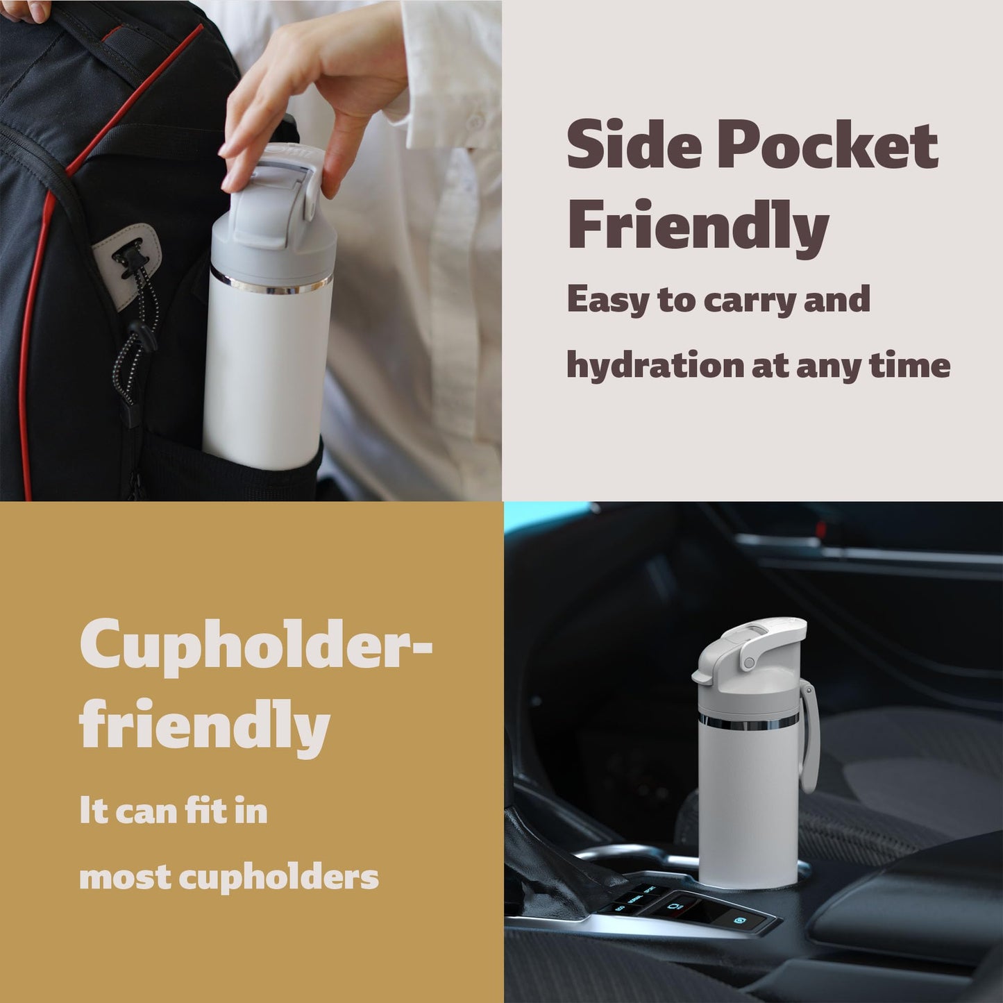 OISIZ Insulated Water Bottle 24 oz with 2 in 1 Spout and Straw Lid,One Click Safety Lock,100% Leakproof,Keep Cold 24H,Vacuum Stainless Steel Water Bottle for School,Travel and Sports,Dishwasher Safe
