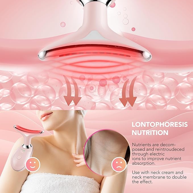Red-Light-Therapy-for-Face, Facial Massager Wand Tool with 7 Color - Birthday, Christmas, Mothers Day, Valentines Day, Self Care Gifts for Her Women Mom Best Friend Wife Teacher (Pink)