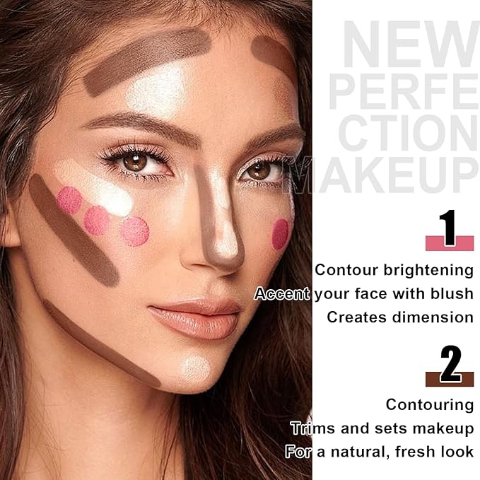 6 Colors Cream Contour Stick Makeup Kit,Shades with Highlighter,Blush,Bronzer Contour Stick for Sculpt the Cheeks,Long Lasting,Waterproof,Matte & Dewy Finish for Woman (SET A)