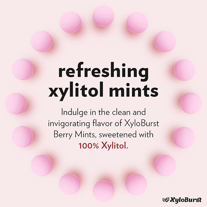 XyloBurst Mints Sugar Free Mint candies with Xylitol, Aspartame Free, Gluten Free, Vegan & Keto Friendly 200 Count Jar (1 Bottle Pack, Berry) (Pack of 2)