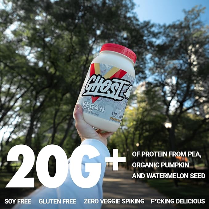 GHOST Vegan Protein Powder, Chocolate Cereal Milk - 2lb, 20g of Protein - Plant-Based Pea & Organic Pumpkin Protein - ­Post Workout & Nutrition Shakes, Smoothies, & Baking - Soy & Gluten-Free
