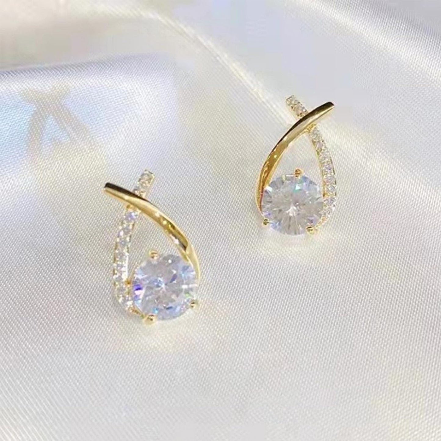 GLMOCM Lymphvity Germanium Earrings: Silver Zircon Modern Hoops Dangle Earrings