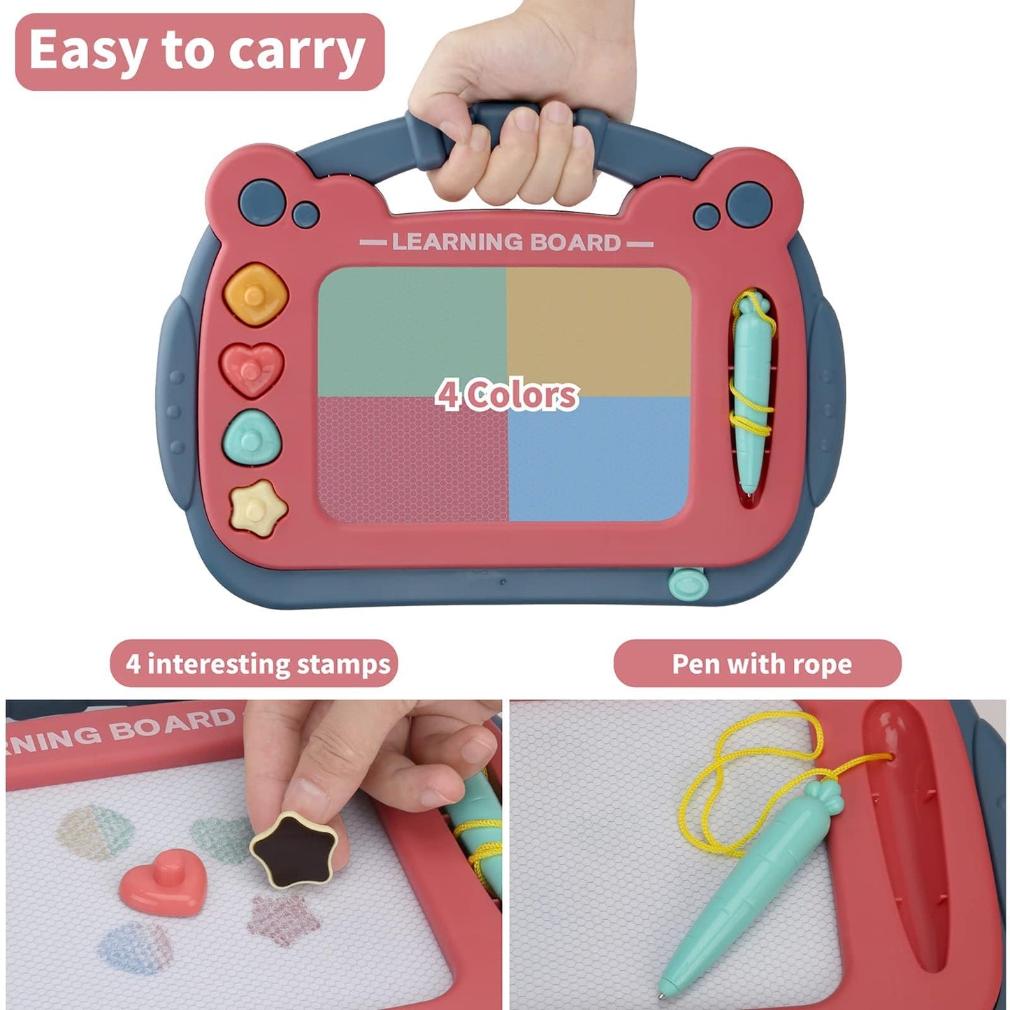 HCFJEH Magnetic Drawing Board for Toddlers 3, Color Erasable Doodle Writing Pad, Learning Painting Sketch Pad, Best Birthday Easter Christmas Halloween Kids Toy Gifts for Boys and Girls(Blue)