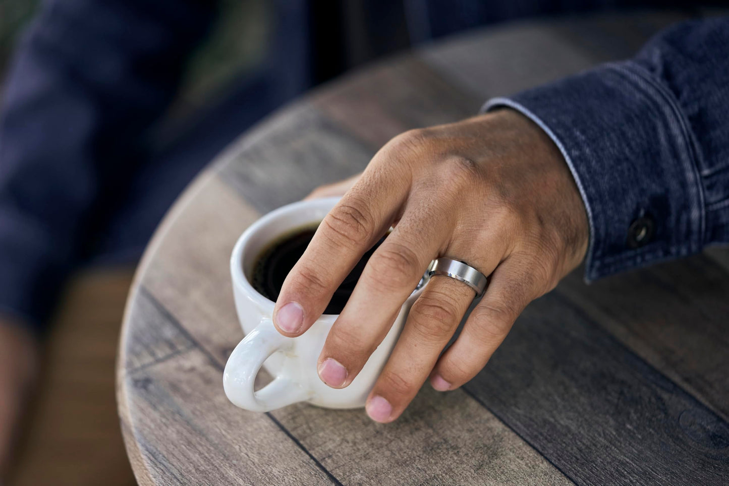 Ridge Beveled Ring Set 8mm - Platinum - 8.5