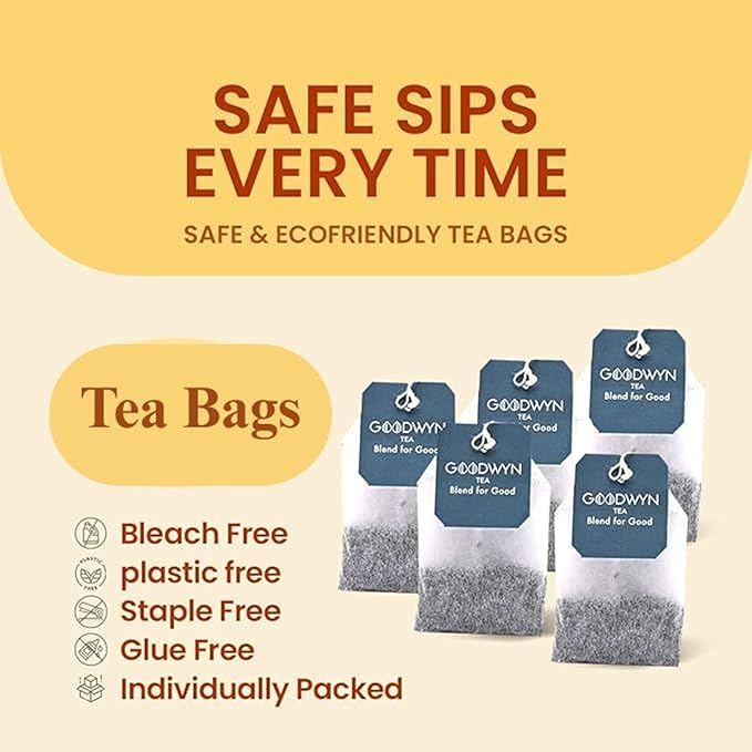 Goodwyn Pure Green Tea Bags – 200 Count Family Size Tea | Indian Herbal Green Tea with Grassy Flavor & Delicate Aroma | Plastic Free Individually Wrapped Tea Bags | Green Tea Sampler Gift Set, Low Caffeine Eco-Friendly Pack