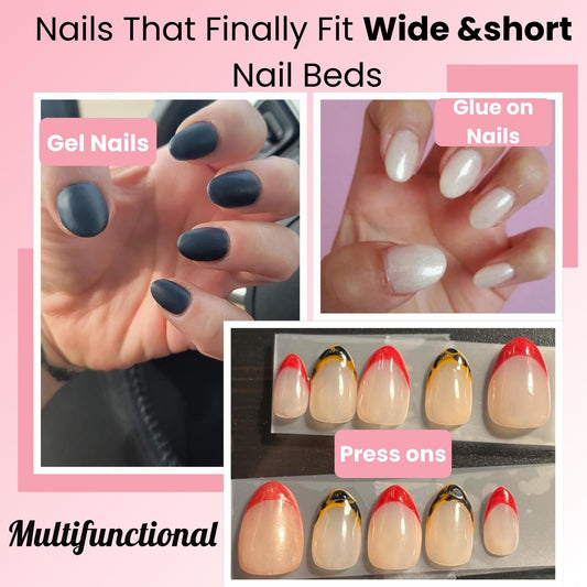 Extra Short Wide Fit Almond Nail Tips for Short Wider Nail Beds,SINOKAME Full Matte No File XS Almond Gel Press On Nails Clear,Paintable Fake Nails Durable 15 Sizes 300 Pcs