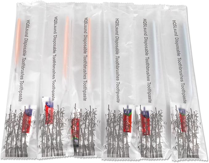 60 Pack Disposable Toothbrushes with Toothpaste Individually Wrapped (2colors)