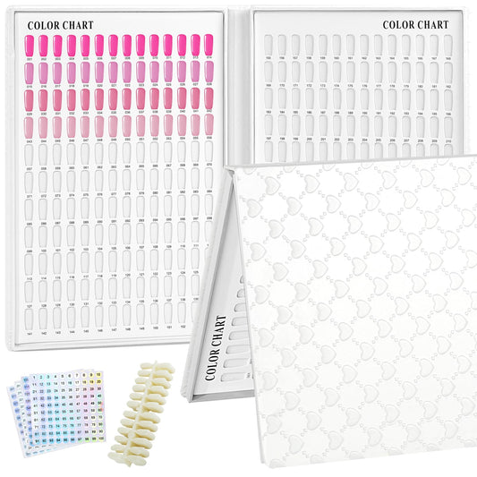 vnjaoi 308 Colors Nail Swatches Book with 360 Nail Tips Professional Nail Color Chart Card Display Gel Polish Book Nail Painting Practice Design Board No Need Pasting, No Need Glue for Nail Salons