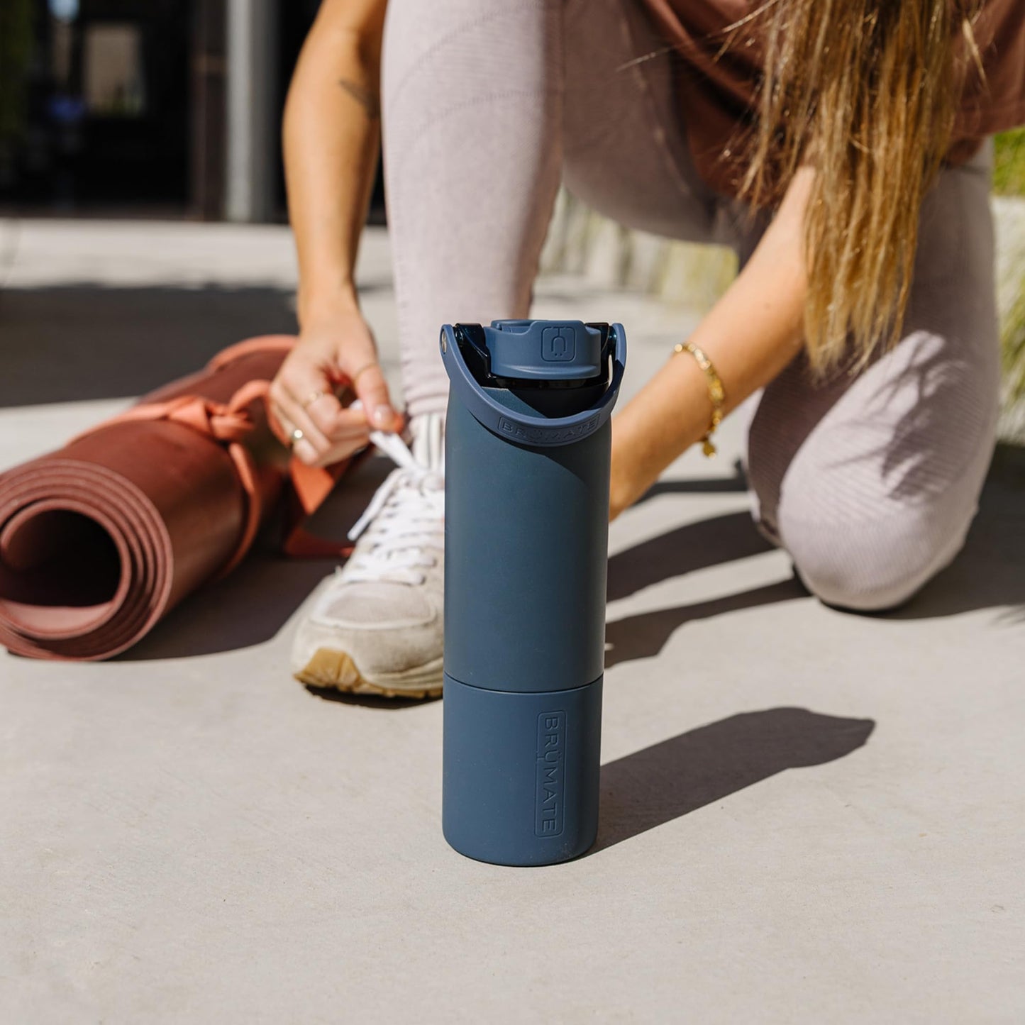 BrüMate Rise 25oz Water Bottle With 100% Leakproof Covered Silicone Straw | Insulated Stainless Steel Water Bottle | Cup-Holder Friendly | Fast Flow | Soft Sip Silicone Spout | BPA-Free (Dark Aura)