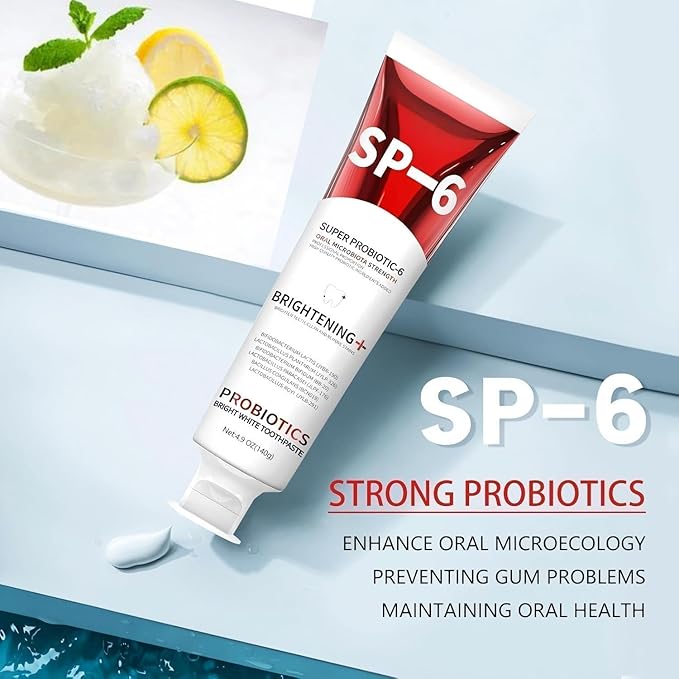 Sp-6 Probiotic Whitening Toothpaste, Sp-6 Super Whitening Toothpaste, containing whitening Teeth and Gum Health, Fresh Breath and Mint Flavor Enhancement Formula。 (3PC)