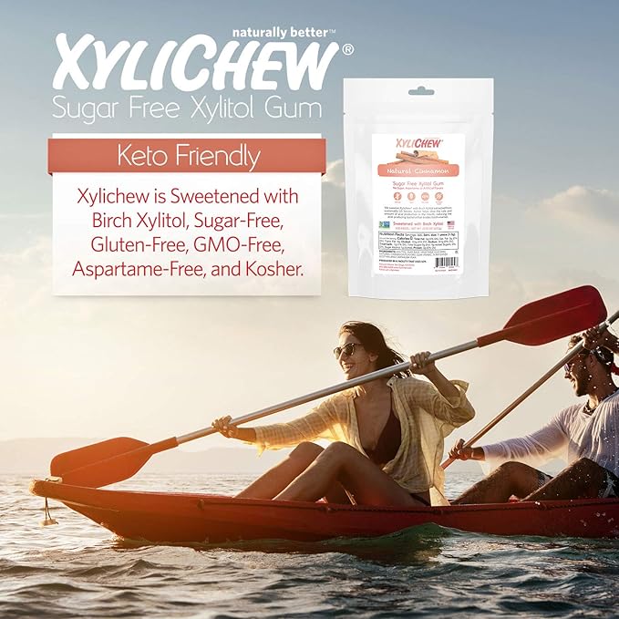 Xylichew 100% Xylitol Chewing Gum - Non GMO, Non Aspartame, Gluten Free, and Sugar Free Gum - Natural Oral Care, Relieves Bad Breath and Dry Mouth - Cinnamon, 500 Count