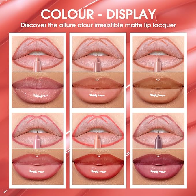 Jolilab Matte Lip Liner Lip Oil Set, Lip Makeup Set Natural Smooth Long-Lasting And Hydrating Beauty Daily Cosmetics Gift for Girls Easy-to-Use（10pcs）