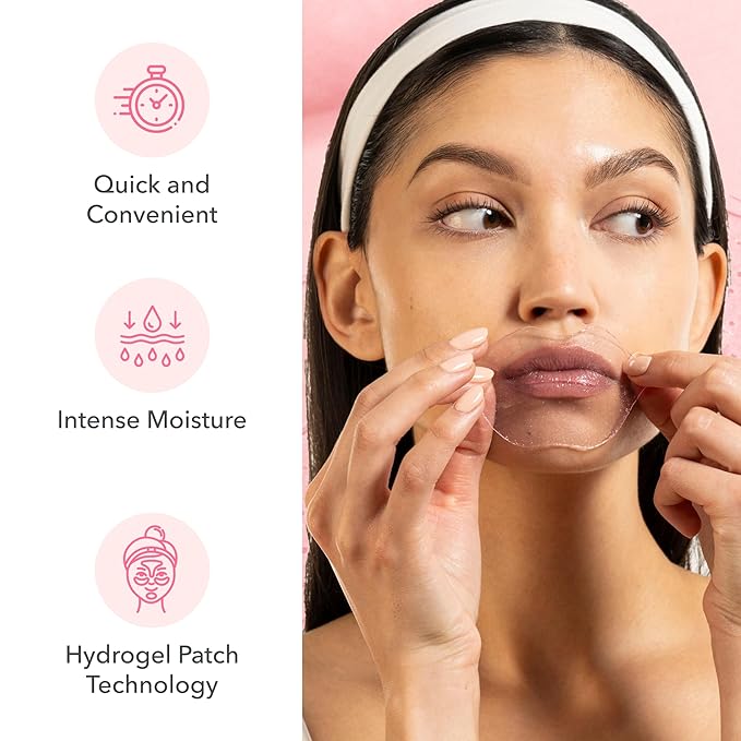 Patchology Serve Chilled Rosé Gel Lip Mask – Hydrating Mask with Resveratrol & Hyaluronic Acid for Soft Feel, Plumping & Moisture – Strawberry Scented, Solution for Dry or Chapped Lips, 5 Count