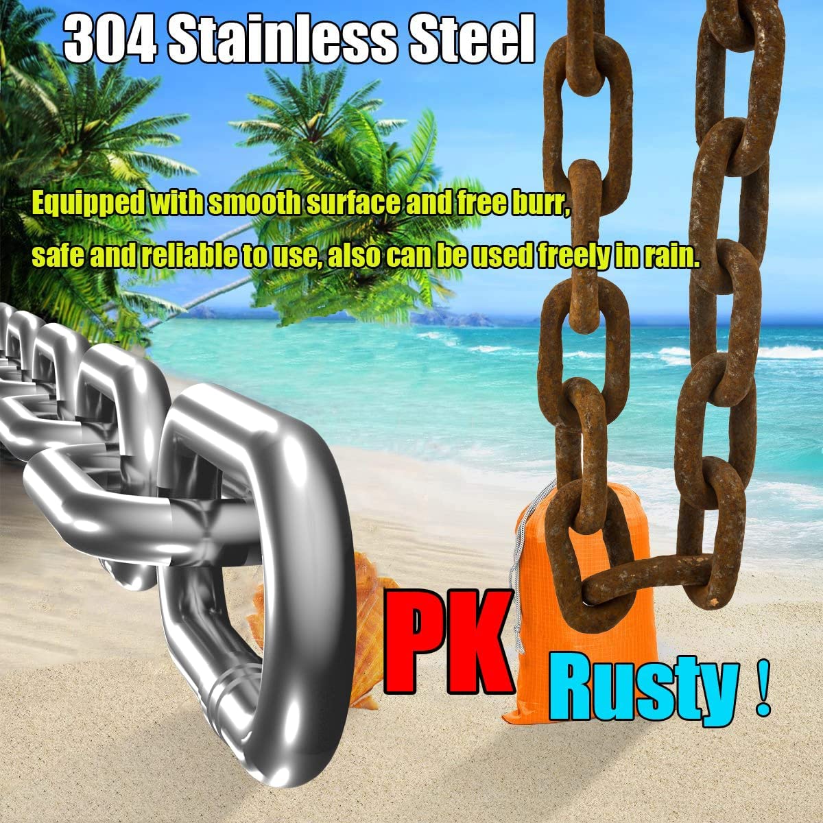 Stainless Steel Chain, Lsqurel 6.5ft Metal Chain Link Chain Small 1/8in Light Duty Chain Utility Chain Jack Chain for Home Outdoor Camping Hanging etc (1/8in-6.5ft)