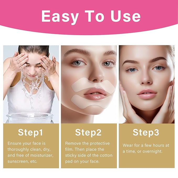 Anti Wrinkle Patches for Lip, Smile Line Patches, Overnight Smoothing Anti-Wrinkle Face Patches for Smile Line & Lip Area, 6 Pcs
