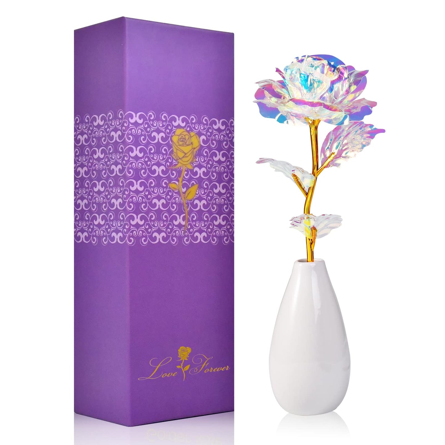 Tmacker Mothers Day Mom Gifts for Women Grandma - Artificial Rose Flowers with Vase Birthday Gifts for Mom Wife Her Valentines Day Anniversary Thanksgiving Wedding Christmas Galentines