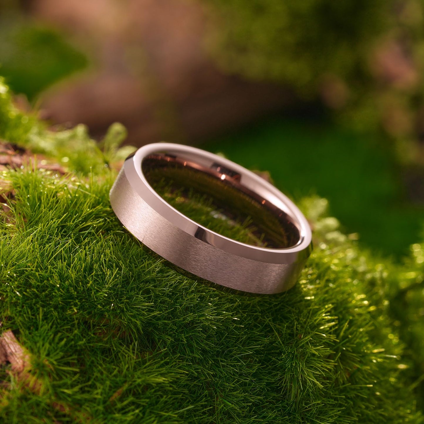 King Will Brown Basic Tungsten Rings For Men 6mm Wedding Band Polished Edge Brushed Matte Promise Ring Comfort Fit, Size 10