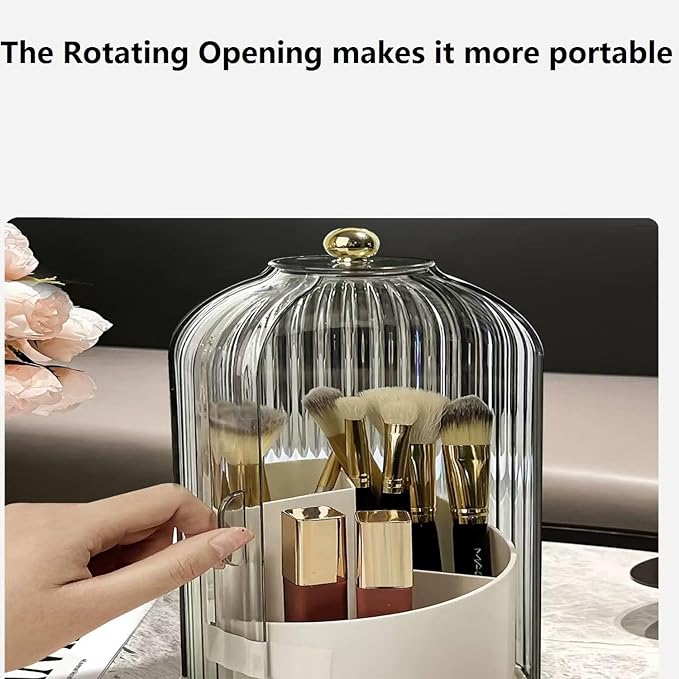 Concealed Toothbrush Holder, Makeup Brush Holder Organizer With Lid,360 Rotating Clear Dustproof Waterproof 3 Slots Bathroom Countertop Organizer,For Container Toothpaste And Toothbrush Holder (Green)