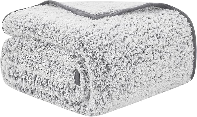 EMME Fuzzy Blanket Soft Fleece Throw Blankets for Women, Fluffy Sherpa Throws(Plush Grey,90"x90")